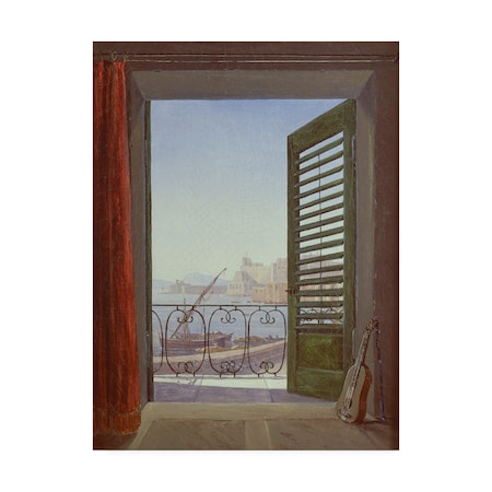 Carl Gustav Carus 'Balcony Room With A View Of The Bay Of Naples' Canvas Art,14x19